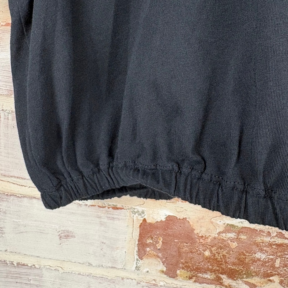 Wilfred Aritzia Black Cropped Crew Neck T-Shirt Elastic Hem Boxy Casual Tee M - Picture 5 of 7